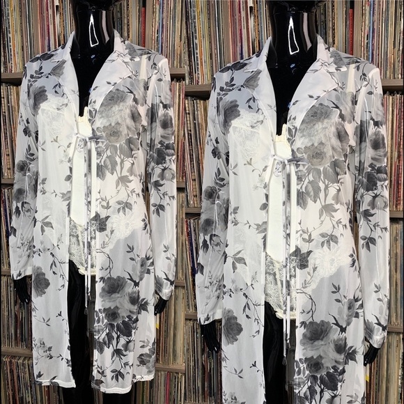 Y2K Floral Mesh Cardigan Size 13/14 - Picture 5 of 5